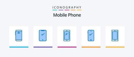 pack d'icônes de téléphone portable bleu 5 comprenant. android .. conception d'icônes créatives vecteur