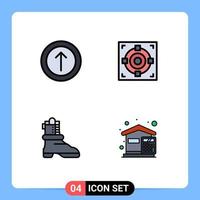 ensemble de 4 symboles d'icônes d'interface utilisateur modernes signes pour télécharger des éléments de conception vectoriels modifiables de budget d'objectif cible américain vecteur