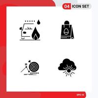 interface mobile glyphe solide ensemble de 4 pictogrammes d'accident succès route focus de pâques éléments de conception vectoriels modifiables vecteur