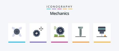 pack d'icônes plat mécanique 5 comprenant. ongle. pétrole. conception d'icônes créatives vecteur