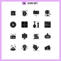 16 interface utilisateur pack de glyphes solides de signes et symboles modernes d'adresse voyage propre carte globe éléments de conception vectoriels modifiables vecteur