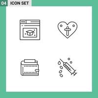 4 icônes créatives signes et symboles modernes de page web finance coeur aime les éléments de conception vectoriels modifiables personnels vecteur