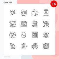 pack de 16 signes et symboles de contours modernes pour les supports d'impression Web tels que le calendrier de sac de jour d'irlande amour éléments de conception vectoriels modifiables vecteur