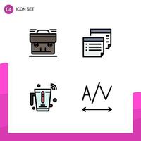 4 icônes créatives signes et symboles modernes de rappel de sac porte-documents notes jus éléments de conception vectoriels modifiables vecteur