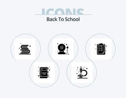 pack d'icônes de glyphe de retour à l'école 5 conception d'icônes. l'école. papier. éducation. retour à l'école. cloche vecteur