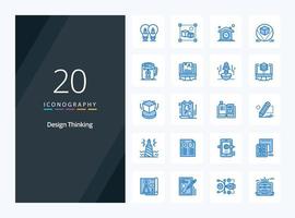20 icône de couleur bleue design thinking pour la présentation vecteur