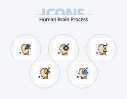 ligne de processus de cerveau humain rempli pack d'icônes 5 conception d'icônes. en pensant. pensée. pensée. Humain. brancher vecteur