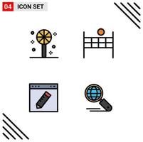 pack d'icônes vectorielles stock de 4 signes et symboles de ligne pour l'éducation des bonbons globe navigateur éléments de conception vectoriels modifiables vecteur