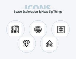 exploration de l'espace et pack d'icônes de la ligne des prochaines grandes choses 5 conception d'icônes. futur. émotionnel. gros. émotion. Android vecteur