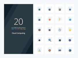 20 icône de couleur plate de cloud computing pour la présentation vecteur