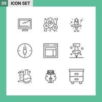 ensemble de 9 symboles d'icônes d'interface utilisateur modernes signes pour la conception de site accueil cible mâle éléments de conception vectoriels modifiables vecteur