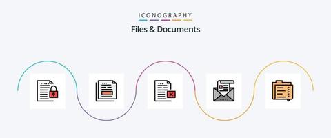 ligne de fichiers et de documents remplie de 5 icônes plates, y compris le courrier électronique. adresse. facture d'achat. Bureau. document vecteur