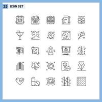 ligne d'interface mobile ensemble de 25 pictogrammes d'éléments de conception vectoriels modifiables de mise à jour de la maintenance de la maison de réparation de cadeaux vecteur