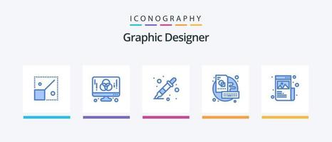 pack d'icônes de graphiste bleu 5 comprenant l'art. esquisser. Créatif. clé. liquidateur. conception d'icônes créatives vecteur