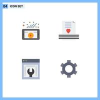 4 icônes plates vectorielles thématiques et symboles modifiables de marketing web avancement réseau social lettre développement web éléments de conception vectoriels modifiables vecteur