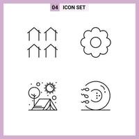 4 icônes créatives signes et symboles modernes du pot de logement de camping de district éléments de conception vectoriels modifiables à l'extérieur vecteur