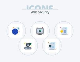 pack d'icônes plat de sécurité web 5 conception d'icônes. dossier. page. serrure. surveiller. Chèque vecteur