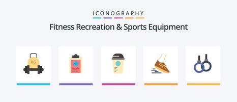 équipement de loisirs et de sport de fitness pack d'icônes plat 5, y compris la course. vite. le progrès. thermique. des loisirs. conception d'icônes créatives vecteur