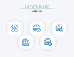 pack d'icônes bleues de véhicules 5 conception d'icônes. Achevée. auto. moins. pancarte. aéroport vecteur