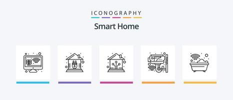 pack d'icônes smart home line 5 comprenant smart. une baignoire. paramètre. biens. Erreur. conception d'icônes créatives vecteur