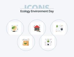pack d'icônes plat écologie 5 conception d'icônes. domicile. énergie. vert. éco. vert vecteur