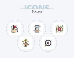 pack d'icônes rempli de ligne de succès 5 conception d'icônes. Succès. temps de travail. certificat. heures. vite vecteur