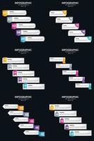 vecteur 6 infographie pack présentation modèle de diapositive 5 étapes cycle diagrammes et chronologies