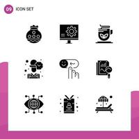 ensemble de 9 symboles d'icônes d'interface utilisateur modernes signes d'erreur de bureau de travailleur éléments de conception vectoriels modifiables de thé d'employé vecteur