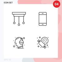 ensemble de 4 symboles d'icônes d'interface utilisateur modernes signes pour la tête de lustre innovation de gadget intérieur éléments de conception vectoriels modifiables vecteur