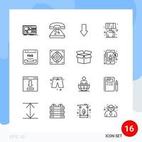 ensemble de 16 contours vectoriels sur la grille pour le navigateur vivant contact home down éléments de conception vectoriels modifiables vecteur