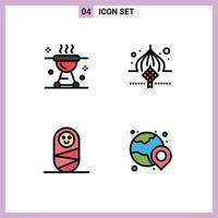 4 icônes créatives signes et symboles modernes de barbecue eid grill mosquée éléments de conception vectoriels modifiables humains vecteur