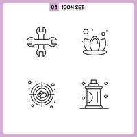 pack de 4 signes et symboles modernes de couleurs plates remplies pour les supports d'impression Web tels que les options beauté lily but cheveux éléments de conception vectoriels modifiables vecteur