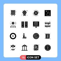 interface utilisateur pack de 16 glyphes solides de base de la hiérarchie des paramètres caméra d'argent éléments de conception vectoriels modifiables vecteur