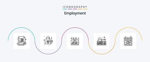 pack d'icônes de ligne d'emploi 5 comprenant. emploi en ligne. l'ordinateur. recherche. trouver vecteur