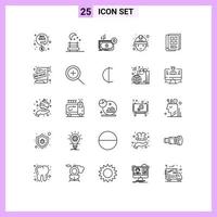 25 signes de ligne universels symboles d'éléments de conception vectoriels modifiables de travail de livre de papier découpé vecteur