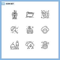 ensemble de 9 symboles d'icônes d'interface utilisateur modernes signes pour les fichiers de sucre candi amour romantique éléments de conception vectoriels modifiables vecteur