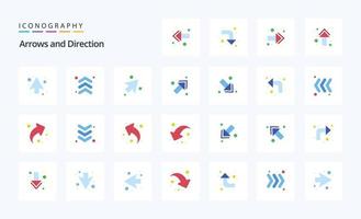 pack d'icônes de couleur plate à 25 flèches vecteur