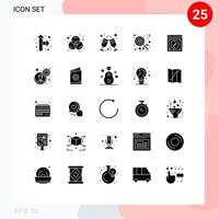 interface mobile glyphe solide ensemble de 25 pictogrammes de page web boisson boussole sucette éléments de conception vectoriels modifiables vecteur