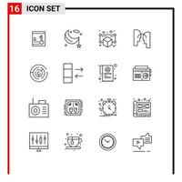 pack d'icônes vectorielles de stock de 16 signes et symboles de ligne pour l'esprit de puzzle point de tête de ramadan éléments de conception vectoriels modifiables vecteur
