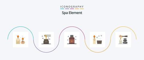 élément de spa plat 5 pack d'icônes comprenant spa. bougie. spa. spa. pétrole vecteur