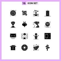 interface mobile glyphe solide ensemble de 16 pictogrammes d'éléments de conception vectoriels modifiables d'antenne de signal d'aladdin de tour de coupe vecteur