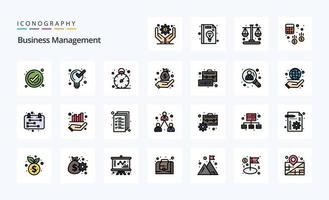 pack d'icônes de style rempli de 25 lignes de gestion d'entreprise vecteur