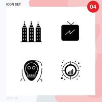 4 icônes créatives signes et symboles modernes de construction halloween twitter dead chart éléments de conception vectoriels modifiables vecteur