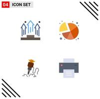 4 pack d'icônes plates d'interface utilisateur de signes et symboles modernes d'affaires forage personnes tarte construction éléments de conception vectoriels modifiables vecteur