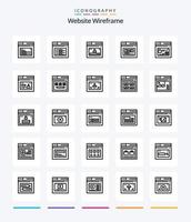 site Web créatif filaire 25 pack d'icônes de contour tel que le web. l'Internet. site Internet. motif. la toile vecteur