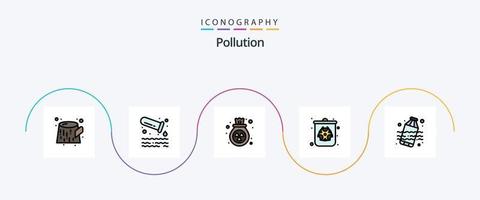 ligne de pollution remplie de 5 icônes plates comprenant de l'eau. la pollution. la pollution. déchets. gaz vecteur