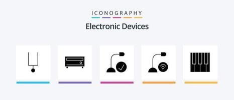 pack d'icônes glyphe 5 pour appareils, y compris la musique. microphone. dispositifs. Matériel. dispositifs. conception d'icônes créatives vecteur