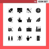 16 icônes créatives signes et symboles modernes de la technologie d'analyse zone de signalisation micro éléments de conception vectoriels modifiables vecteur
