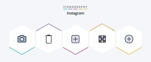 instagram 25 pack d'icônes fillline comprenant. ajouter. ensembles. Twitter. Instagram vecteur
