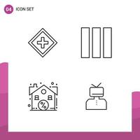 ensemble de 4 symboles d'icônes d'interface utilisateur modernes signes pour la vente de mise en page de service immobilier client éléments de conception vectoriels modifiables vecteur